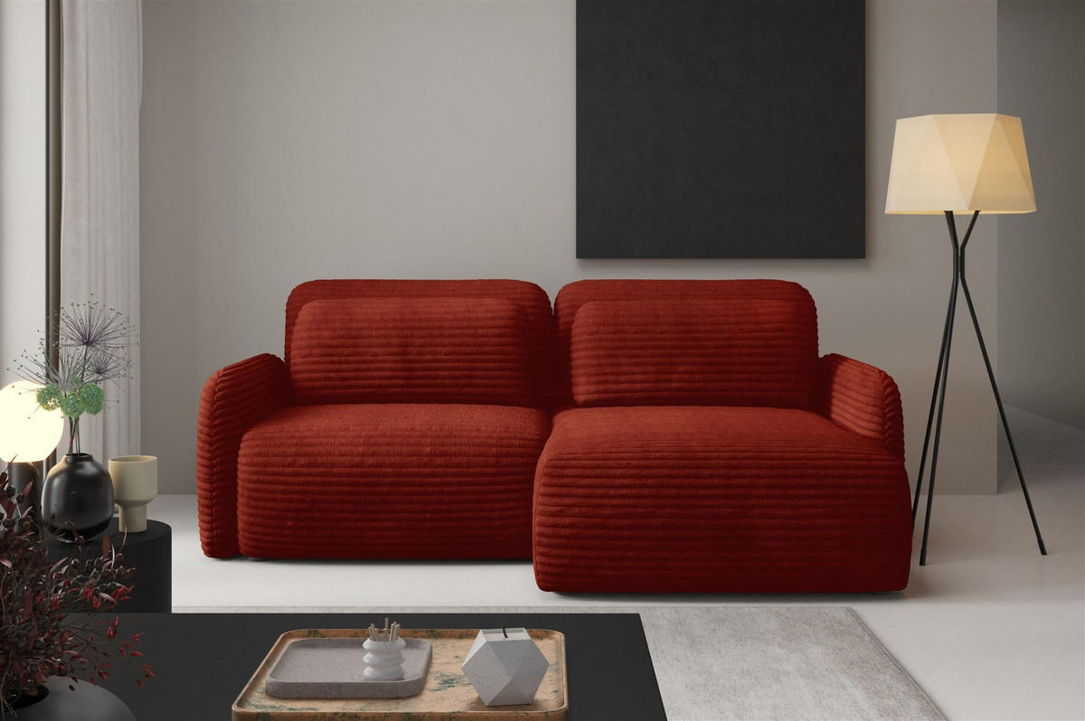 ECKSOFA Simone Mit Schlaffunktion - Rotbraun, Holzwerkstoff/Textil (165/240cm) - Fun Möbel