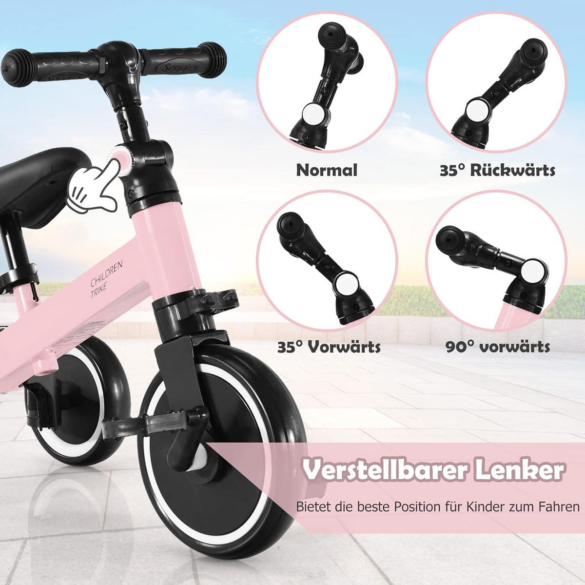 DREIRAD Kinder Pink - Pink, Metall (50/62/48cm) - COSTWAY