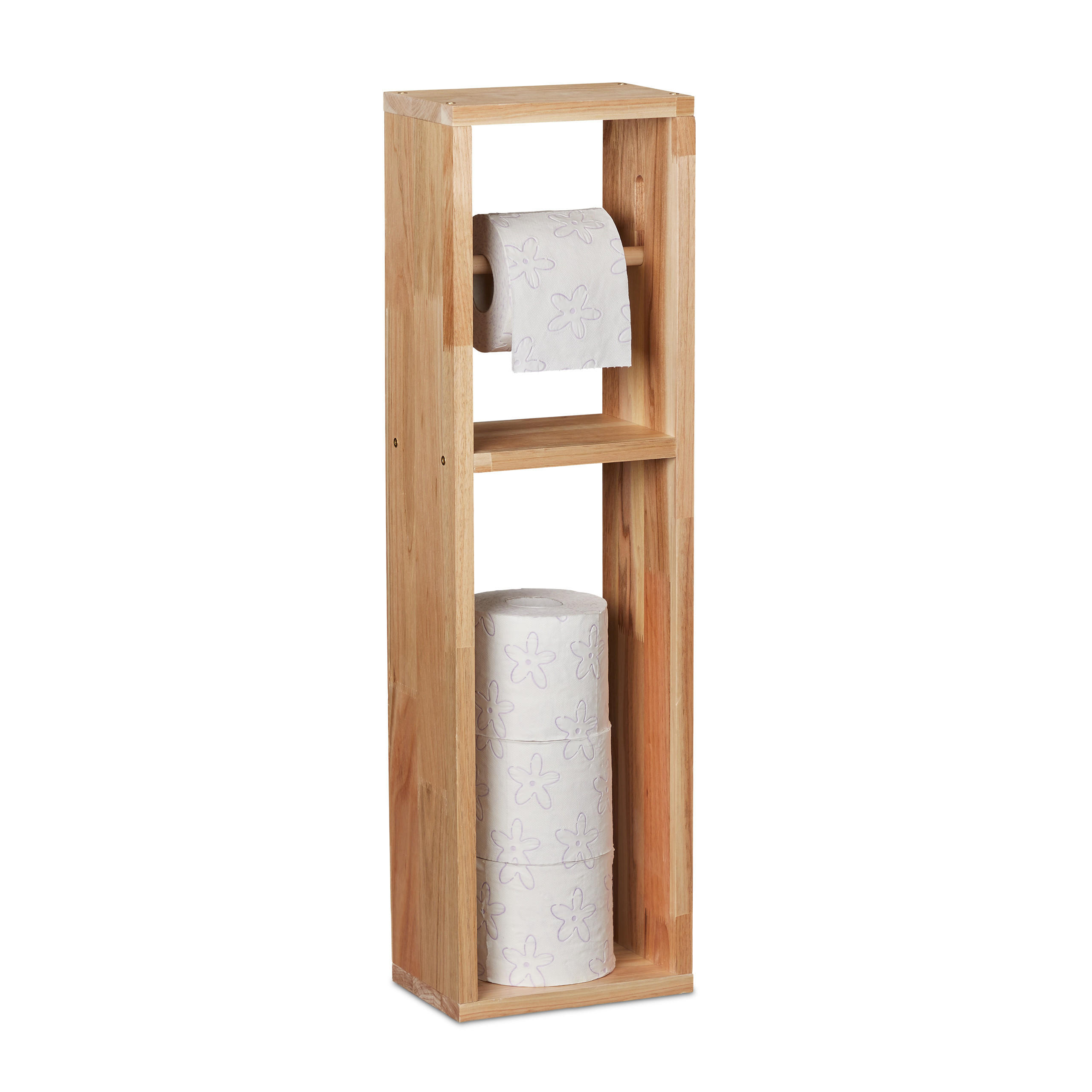 TOILETTENPAPIER Aufbewahrung - Hellbraun, Holz/Holzwerkstoff (20/70/13cm) - Relaxdays