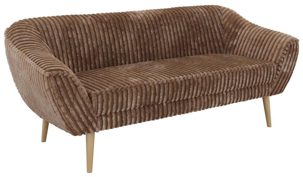 TŘÍMÍSTNÁ POHOVKA PIRS 3 - Hnědá Manšestr - Dřevěné nohy - barva buku/hnědá, kompozitní dřevo/textil (180/75/74cm) - MKS