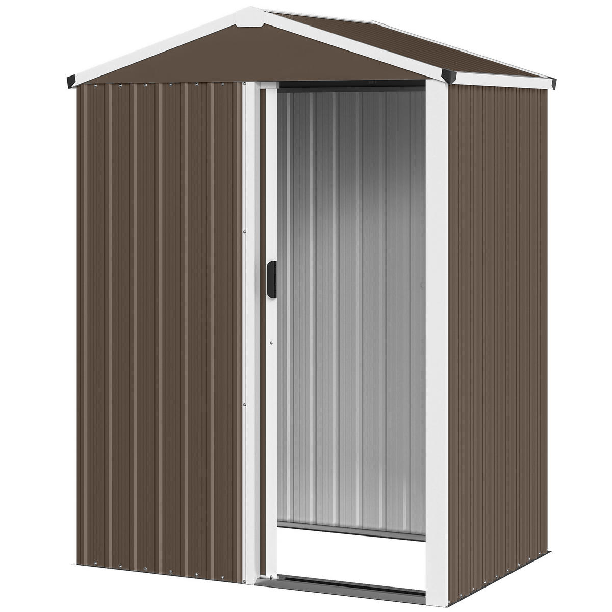 GERÄTEHAUS DE-08159 mit Satteldach & Schiebetür - Braun, Metall (87/179/136cm) - ComfortXL