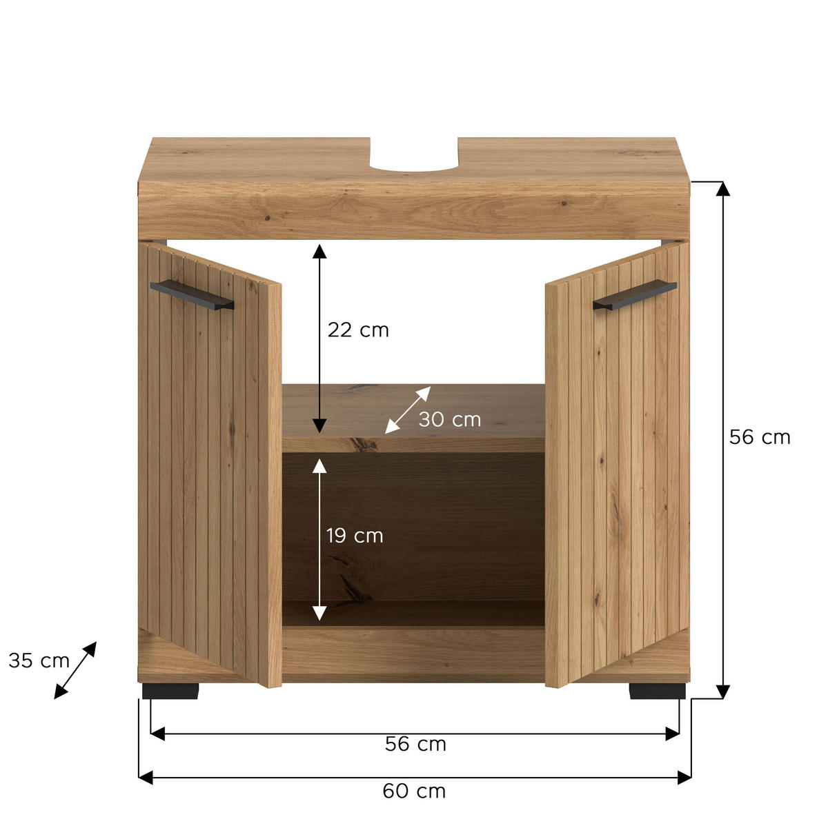 WASCHBECKENUNTERSCHRANK SCOUT (B/H/T: ca. 60/56/34 cm) in Artisan Eiche Nachbildung/Artisan Eiche Nachbildung - Eiche Artisan, Holz (60/56/34cm)