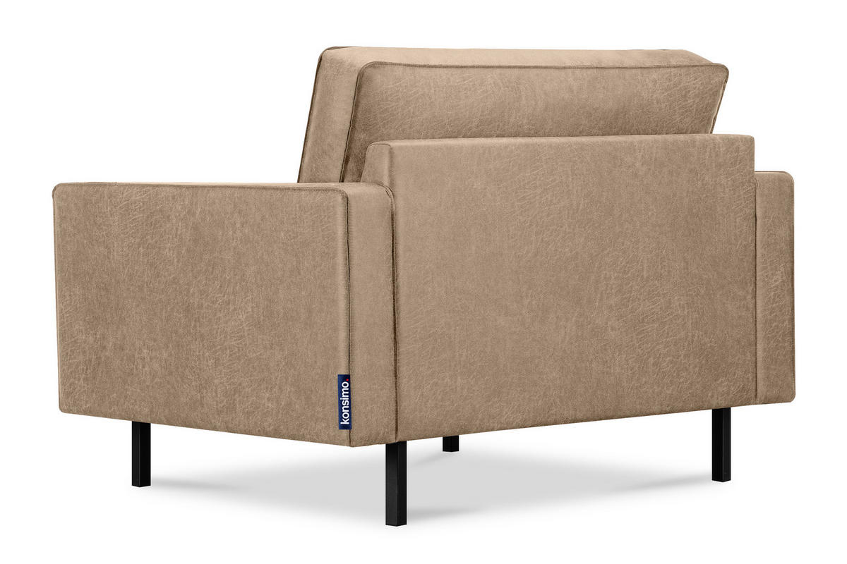 1,5-SITZER-SESSEL INVIA mit Armlehnen vintage, Lederoptik-Stoff, Beige - Beige/Schwarz, Textil (116/87/98cm) - KONSIMO®