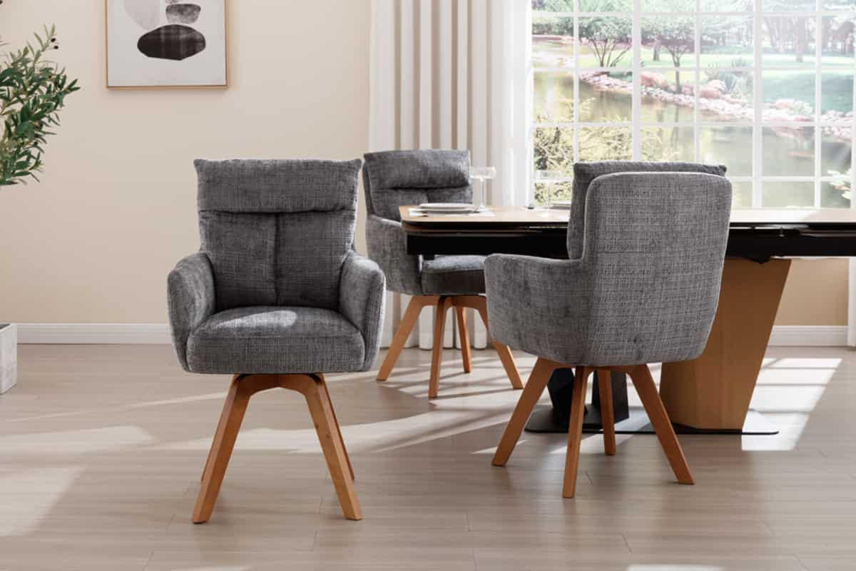 STUHL BIG GEORGE Chenille Grau 90 cm - Braun/Grau, Holz/Kunststoff (60/92/67cm) - riess-ambiente