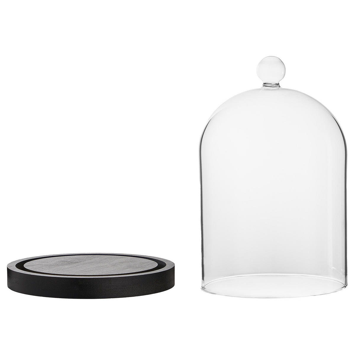 GLASGLOCKE FÜR DUFTKERZEN Dome - Schwarz, Glas/Holzwerkstoff (15/20/15cm) - Butlers