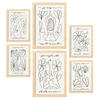 POSTER Set Mit 6 Yoga Musen 4 A3 & A4 Rahmen Aus Hellem Holz - Beige, Papier (29/3/42cm) - Nacnic
