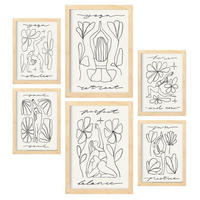 POSTER Set Mit 6 Yoga Musen 4 A3 & A4 Rahmen Aus Hellem Holz - Beige, Papier (29/3/42cm) - Nacnic