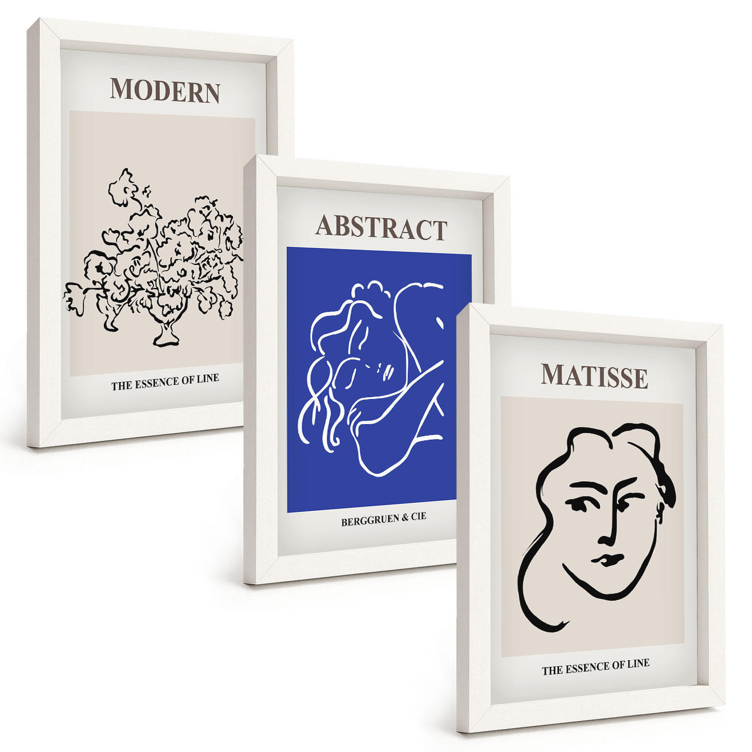 BILDER SET 3er Set - 20x30 cm Weißer Rahmen - Matisses moderne Plakate - Weiß, Kunststoff (20/30cm) - TULUP