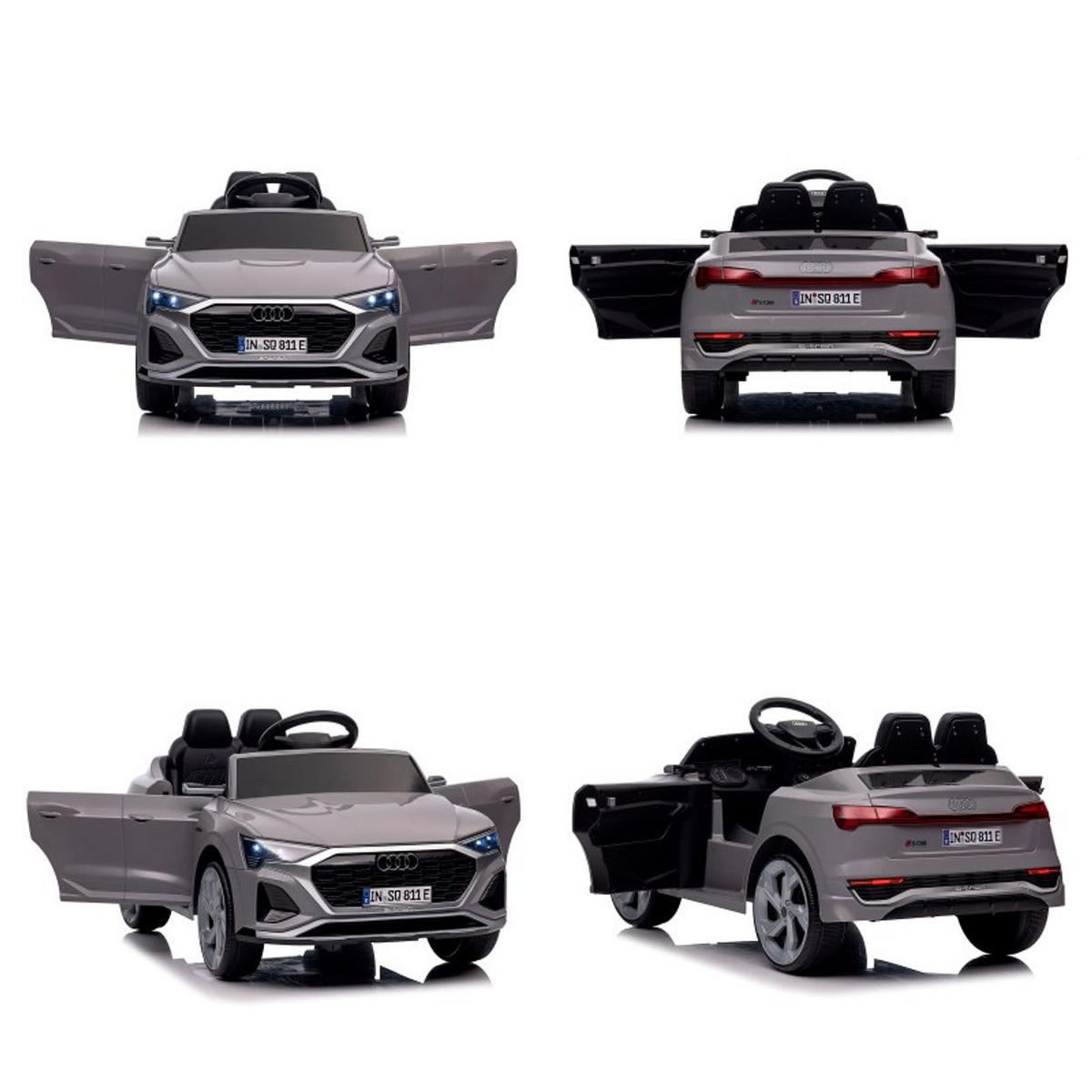 ELEKTROAUTO SUV Audi SQ8 grau Fernbedienung Doppelmotorantrieb Gurt - Grau, Kunststoff (98/58/43cm) - Chipolino