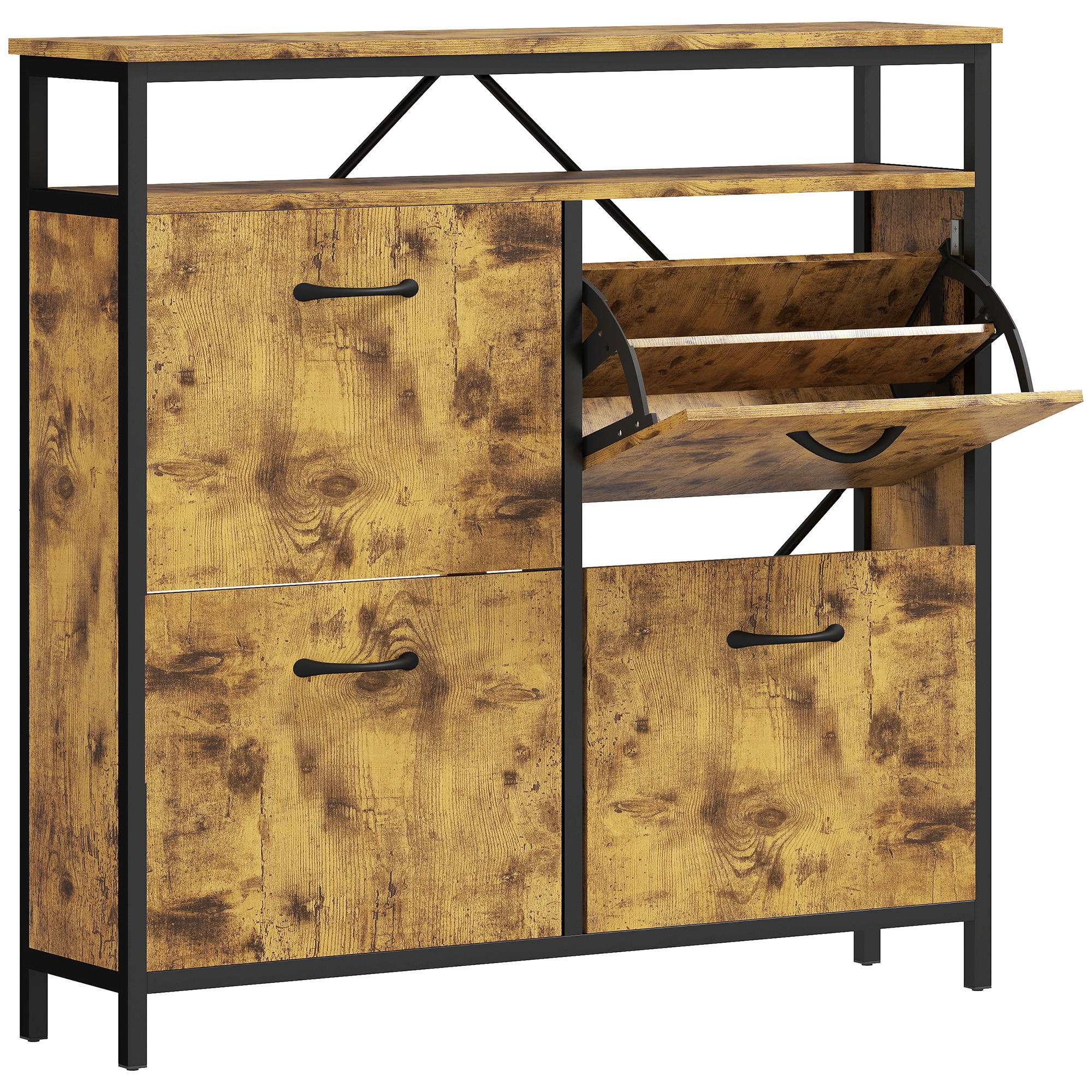 SCHUHSCHRANK Almería Norte Braun Spanplatte 98/24/95 cm - Braun, Holz/Metall (98/95/24cm) - Jamb