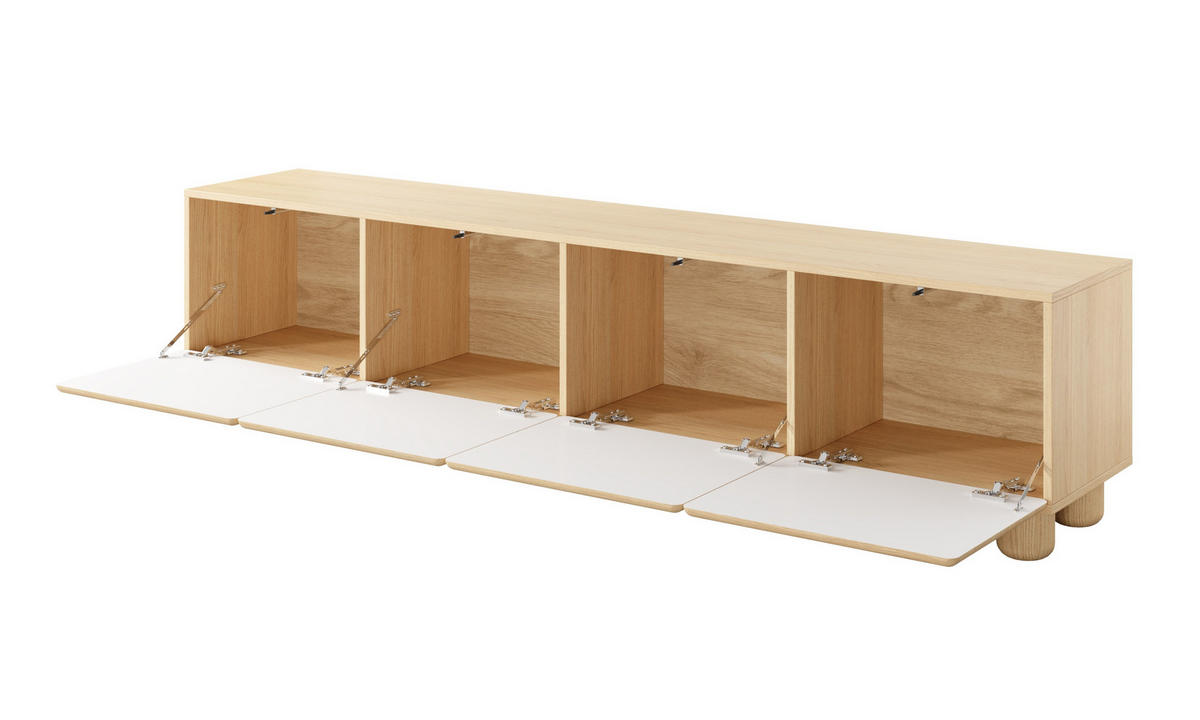 TV-SCHRANK 200 cm Bloom, Eiche Vicenza, Boho, 4 Türen - Eichefarben, Holz (200/47/38cm) - Emporius