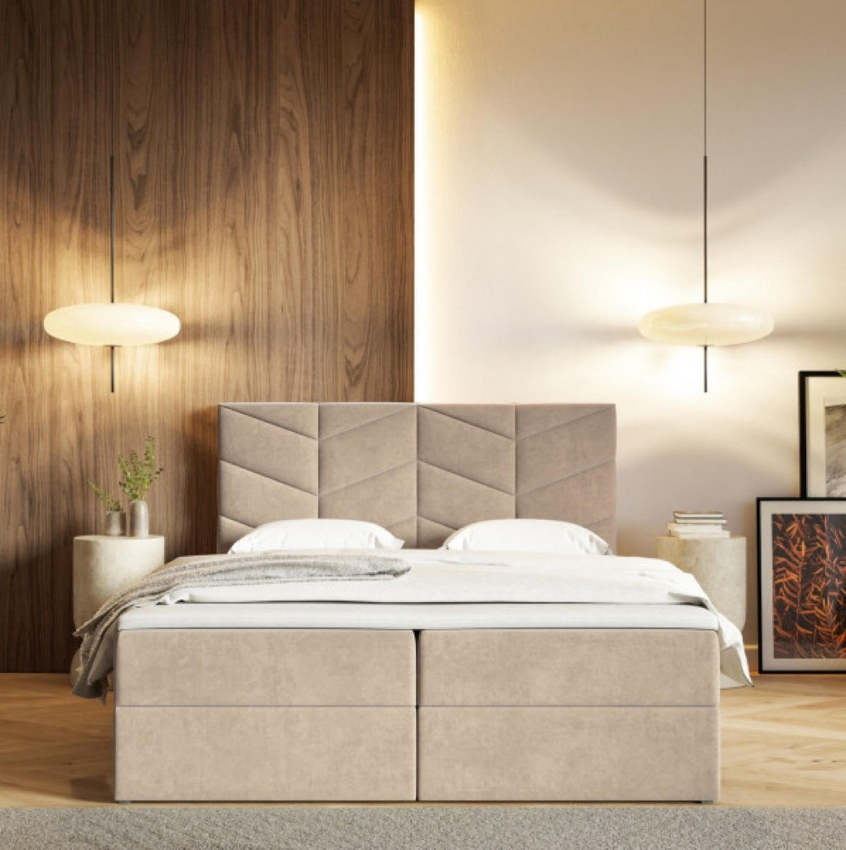 BETT Beige G3 Mit Bettkasten 160x200 cm - Beige, Textil (160/200cm) - Sepro Meble