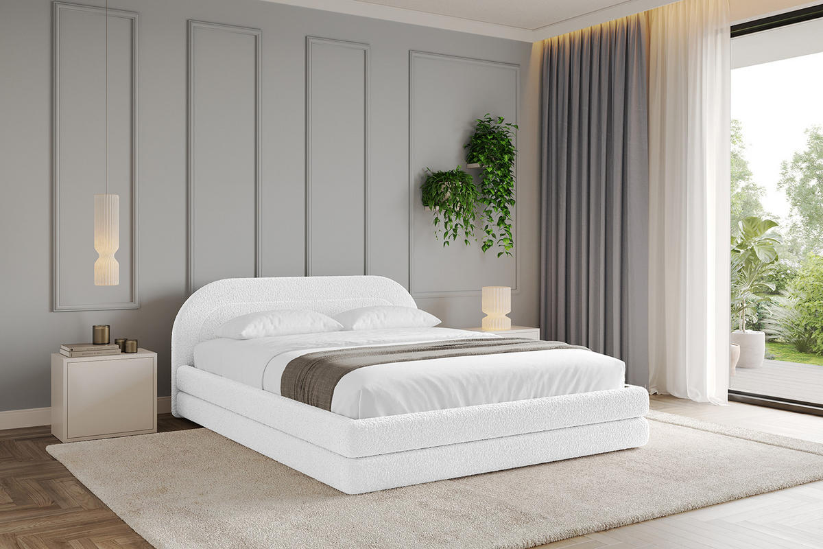 POLSTERBETT mit Bettkasten und Lattenrost, Boxbett ohne Matratze - LERIS-v1 120x200 Weiß - Weiß, Holzwerkstoff/Textil (120/200cm) - ALTDECOR