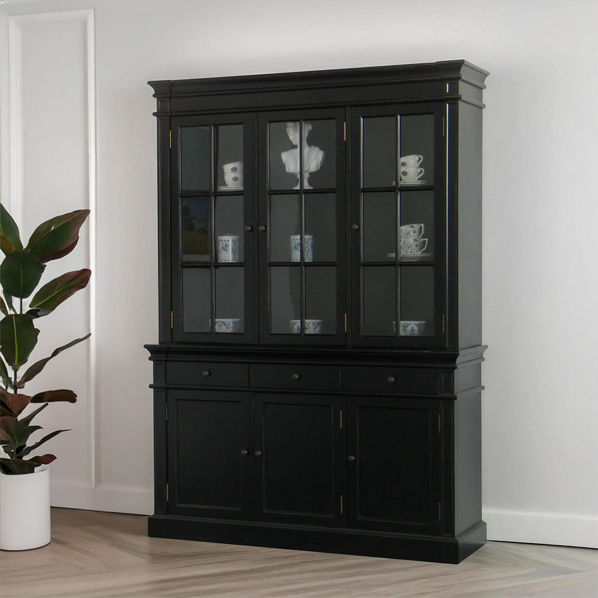 BUFFET schwarz - Schwarz, Holzwerkstoff (142/200/45cm) - ebuy24
