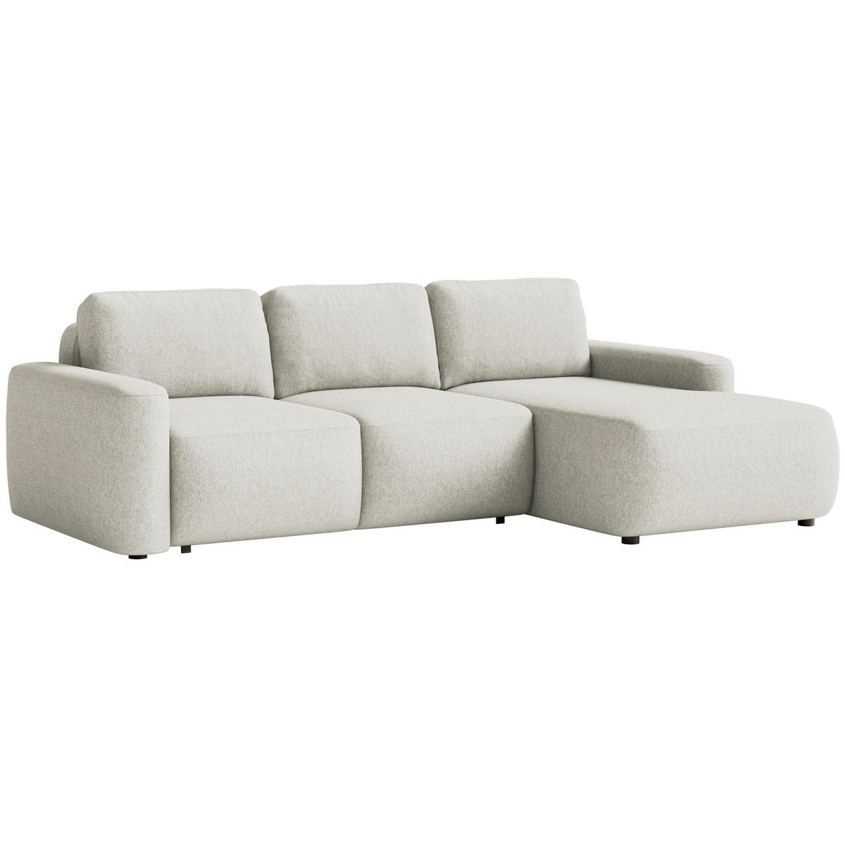 ECKSOFA Carnos Mini Creme Chenille - Creme/Schwarz, Kunststoff/Textil (164/238cm) - Selsey