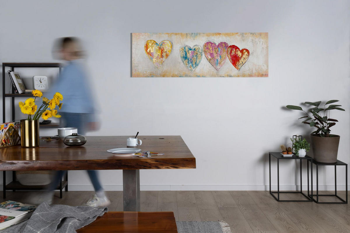 ÖLGEMÄLDE 150/50 cm - Türkis/Pink, Holz/Textil (150/50cm) - KUNSTLOFT