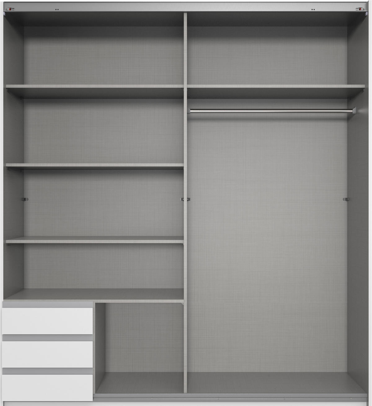 KLEIDERSCHRANK Emden in Graphit mit Saharagrau - Schwebetürenschrank Breite 179 cm ohne Spiegel - Grau, Holzwerkstoff (179/198/65cm)