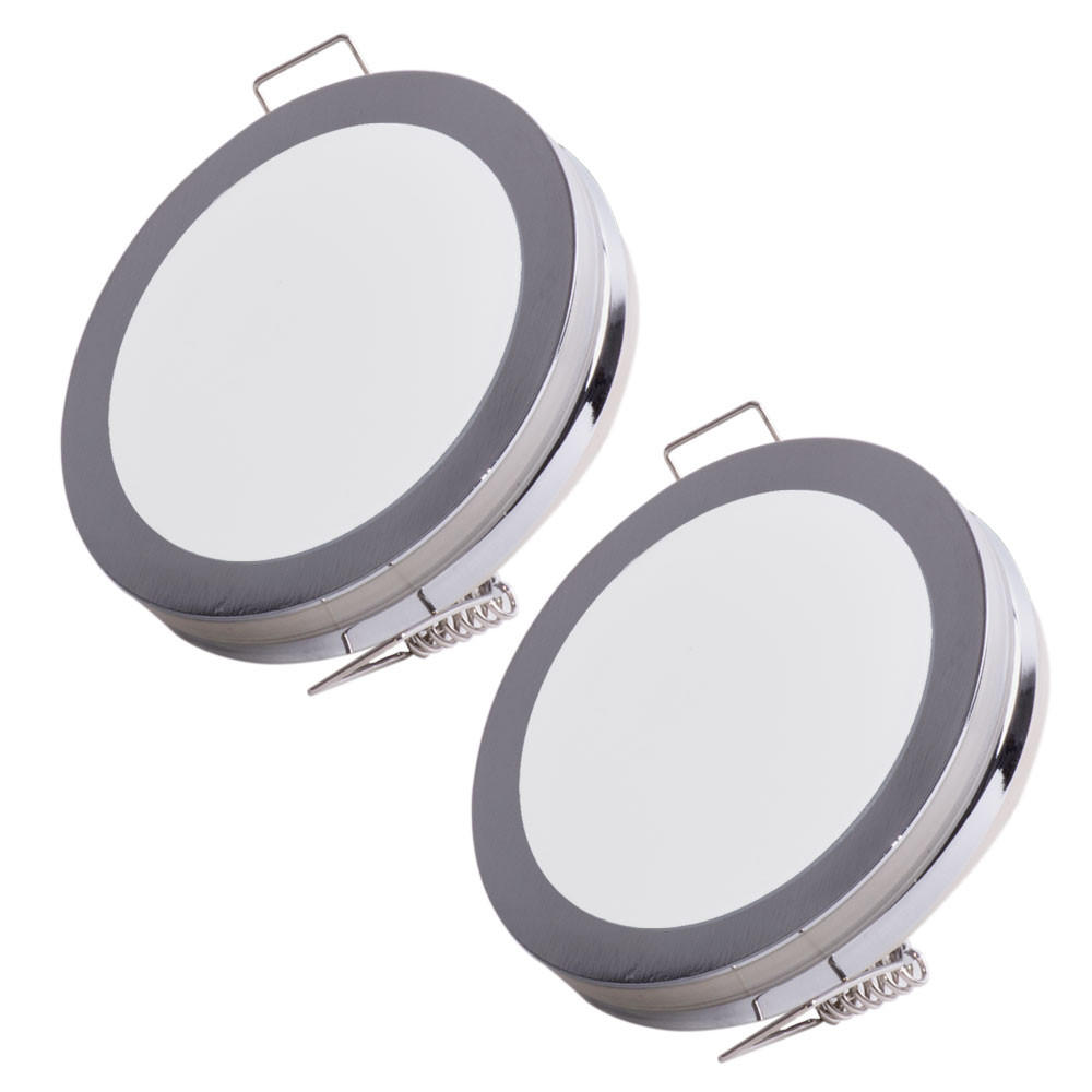 LED EINBAUSTRAHLER Weiß Chrom 2er Set - Weiß, Kunststoff (8.5/8.5/1.5cm)