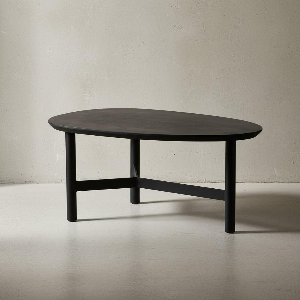 COUCHTISCH Mango Massivholz in Schwarz, Nierenform, 86x50x37 cm - Schwarz, Holz/Metall (50/86/37cm) - KADIMA DESIGN