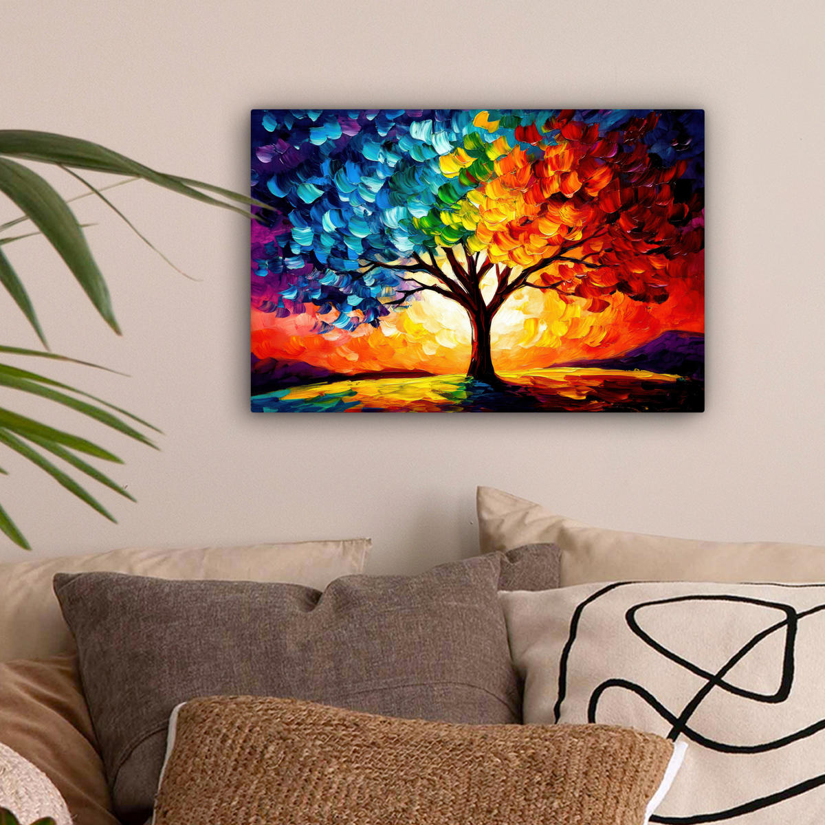 LEINWANDBILD - Baum - Kunst - Natur - Sonnenuntergang - 30x20 - Deko XXL - Multicolor, Textil (30/20cm) - MuchoWow