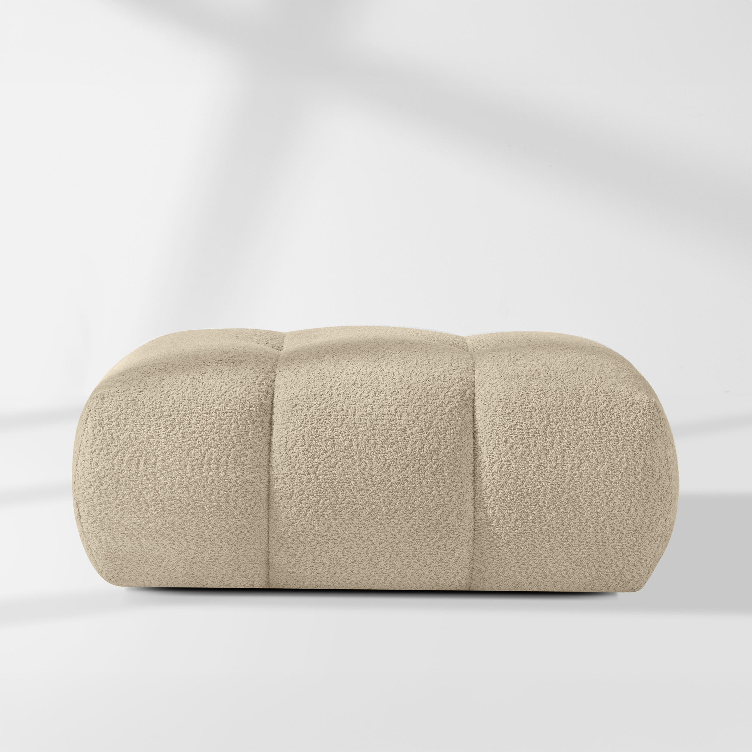 POUF LIRA, Hellbeige, Bouclé - Beige, Holz/Holzwerkstoff (96/43/50cm) - KONSIMO®