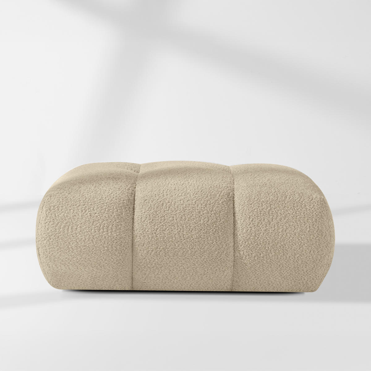POUF LIRA, Hellbeige, Bouclé - Beige, Holz/Holzwerkstoff (96/43/50cm) - KONSIMO®