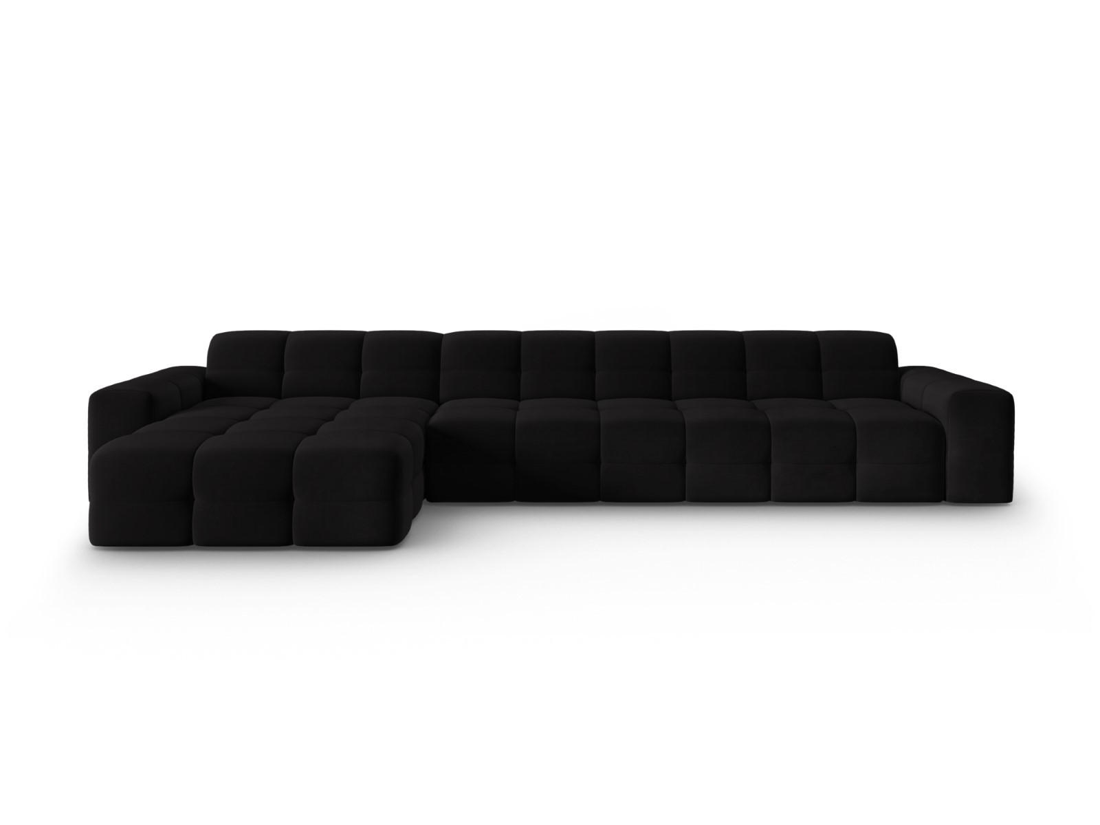 ECKSOFA links Kendal aus Samt schwarz 5 Sitzplätze - Schwarz, Textil (173/357cm) - Micadoni