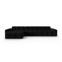 ECKSOFA links Kendal aus Samt schwarz 5 Sitzplätze - Schwarz, Textil (173/357cm) - Micadoni