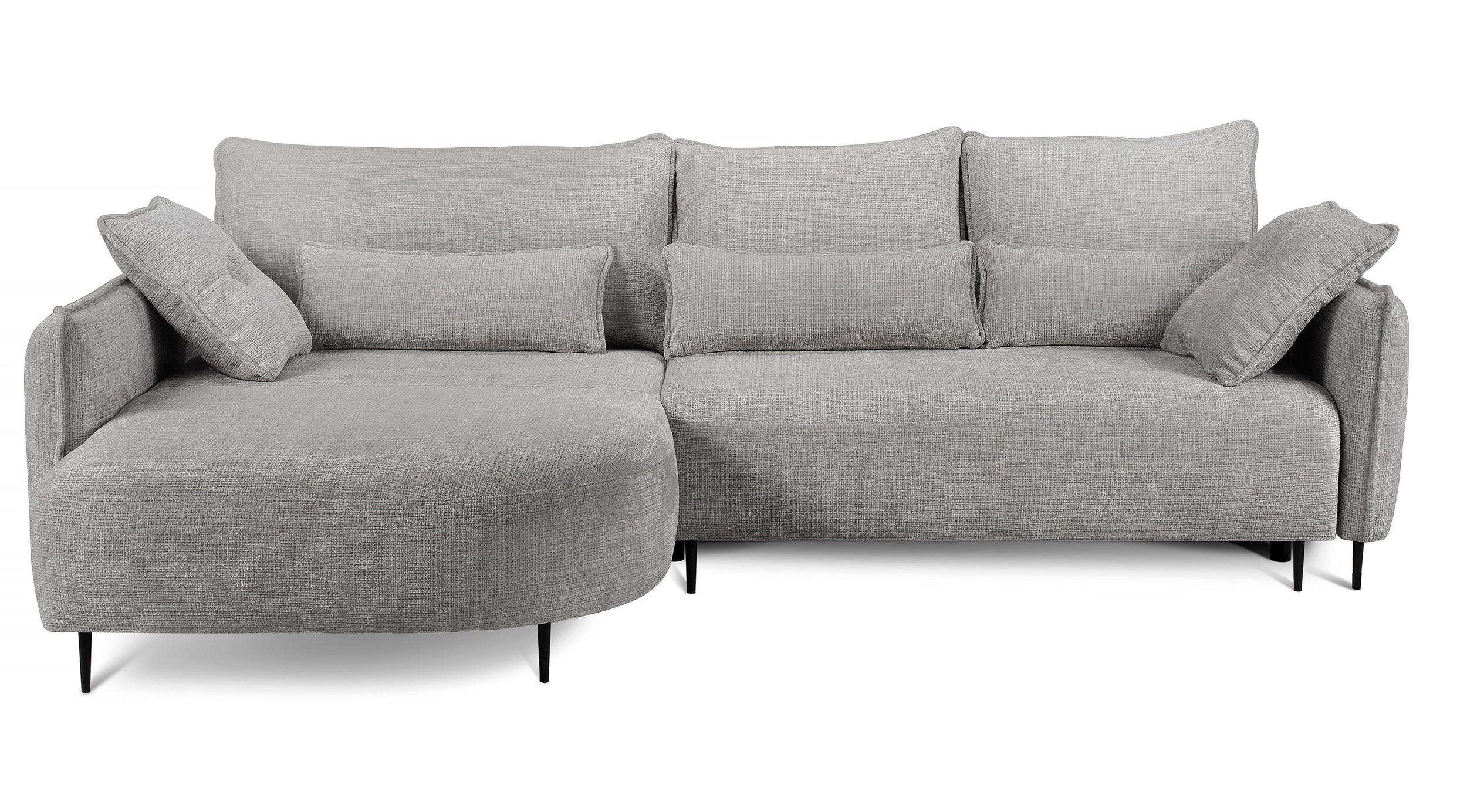 ECKSOFA Oblivio Grau Chenille - Schwarz/Grau, Textil/Metall (285/200cm) - Selsey