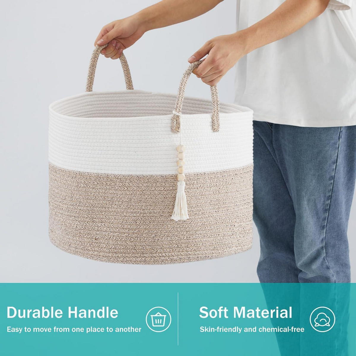 WÄSCHEKORB Geflochten 65L 50x33 cm Braun - Multicolor, Naturmaterialien (50/33/50cm)