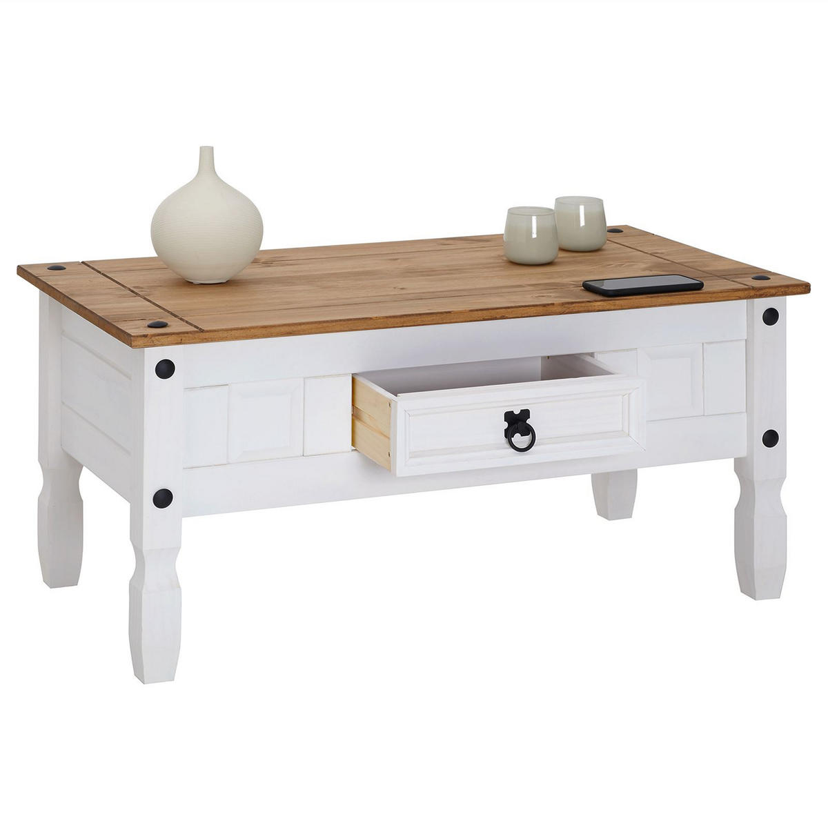 COUCHTISCH CAMPO - Weiß/Braun, Holz (50/95/45cm) - CARO-Möbel