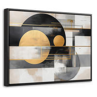 LEINWAND Bilder mit Rahmen - Abstrakt - Gold - Silber - Formen - Ästhetisch - Modern - 40x30 - Goldfarben, Textil (40/30cm) - MuchoWow