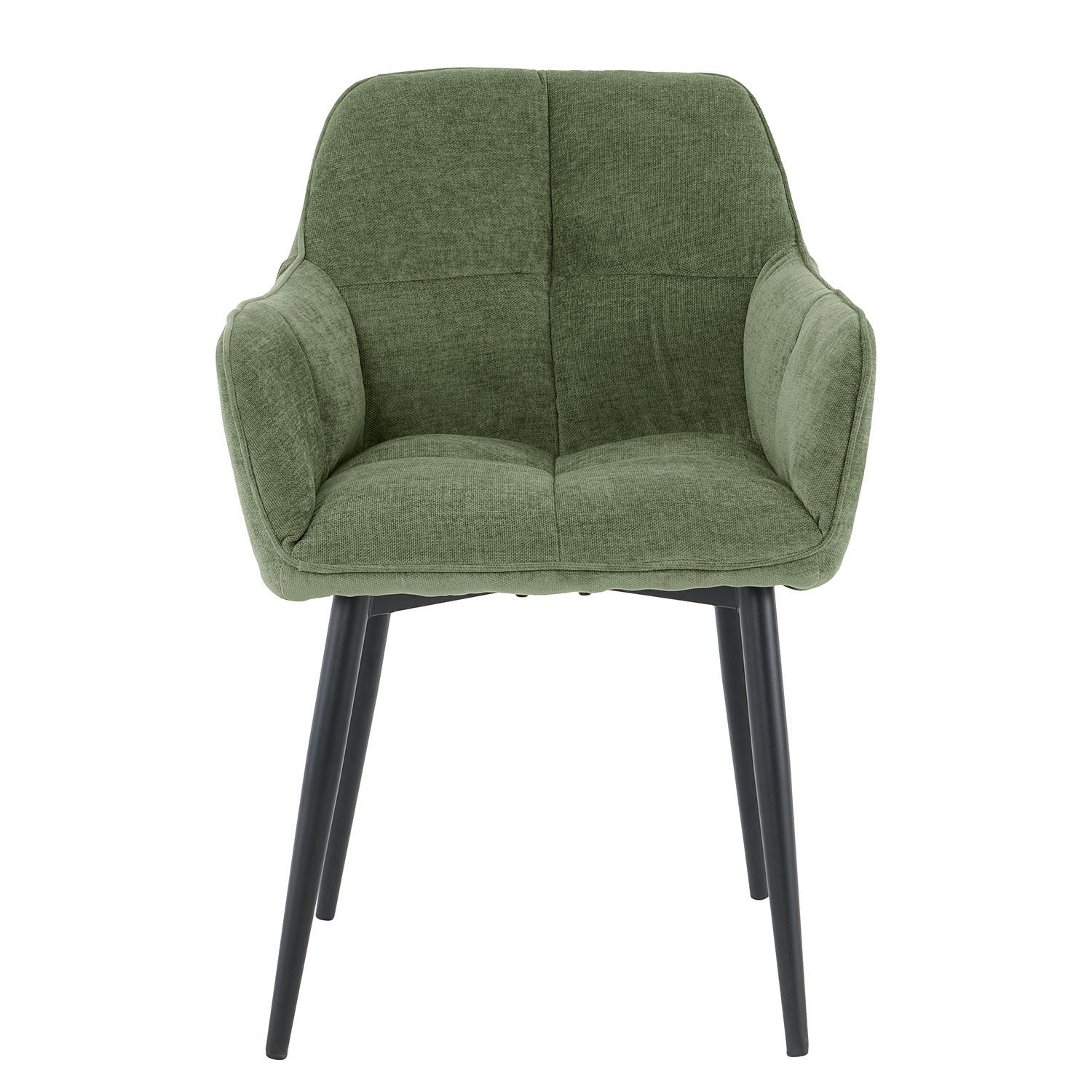 ARMLEHNENSTUHL - Bouclé / Eisen, 2er-Set - Grün, Metall (49/85/59cm) - home24