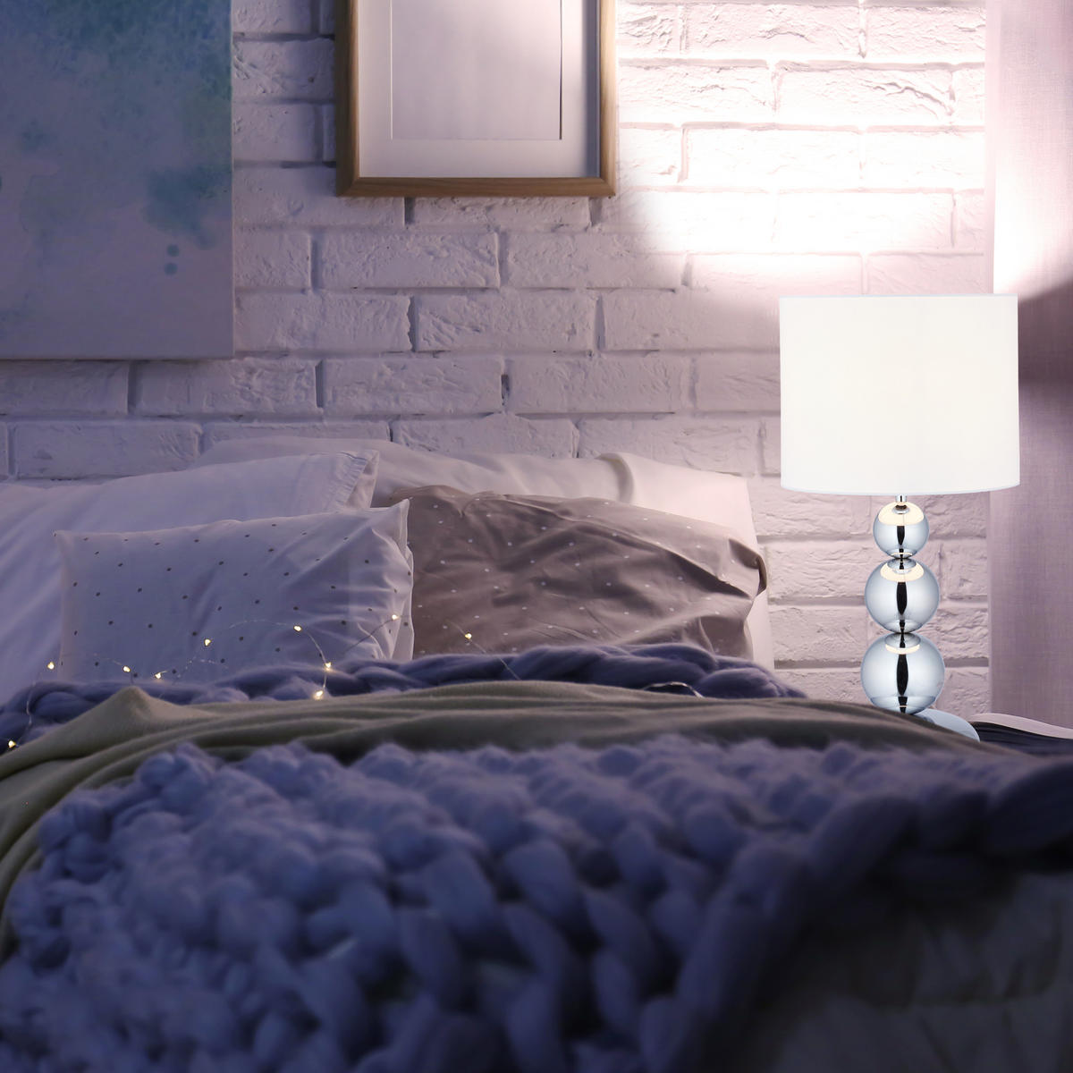 TISCHLAMPE - Silberfarben, Textil/Metall (25/25/50cm) - Relaxdays