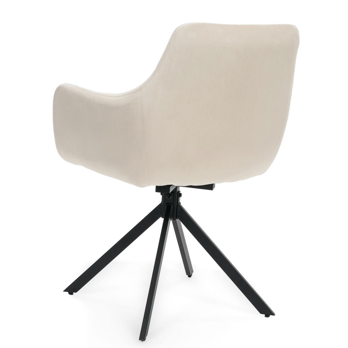 STUHL FANO X drehbar gepolsterter mit Steppung - beige - Velour - Ecru/Schwarz, Textil/Metall (58/83/59cm) - NEW HOME
