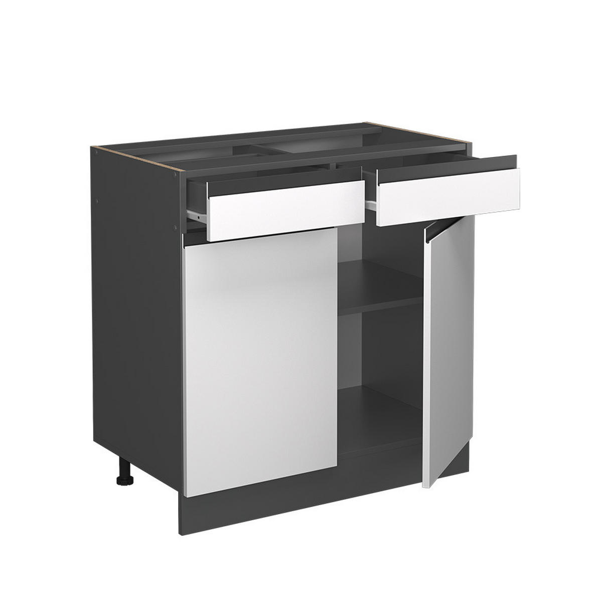 KÜCHENUNTERSCHRANK R-Line Weiß 80 cm, AP Eiche - Anthrazit/Weiß, Holzwerkstoff (80/81.6/60cm) - Vicco