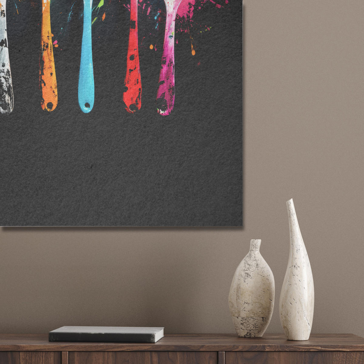 AKUSTIKBILD Löffel - Gewürze - Modern - Graffiti - Farbe - Farbenfroh Akustikpaneele 80x80 cm - Multicolor, Kunststoff (80/80/0.9cm) - MuchoWow