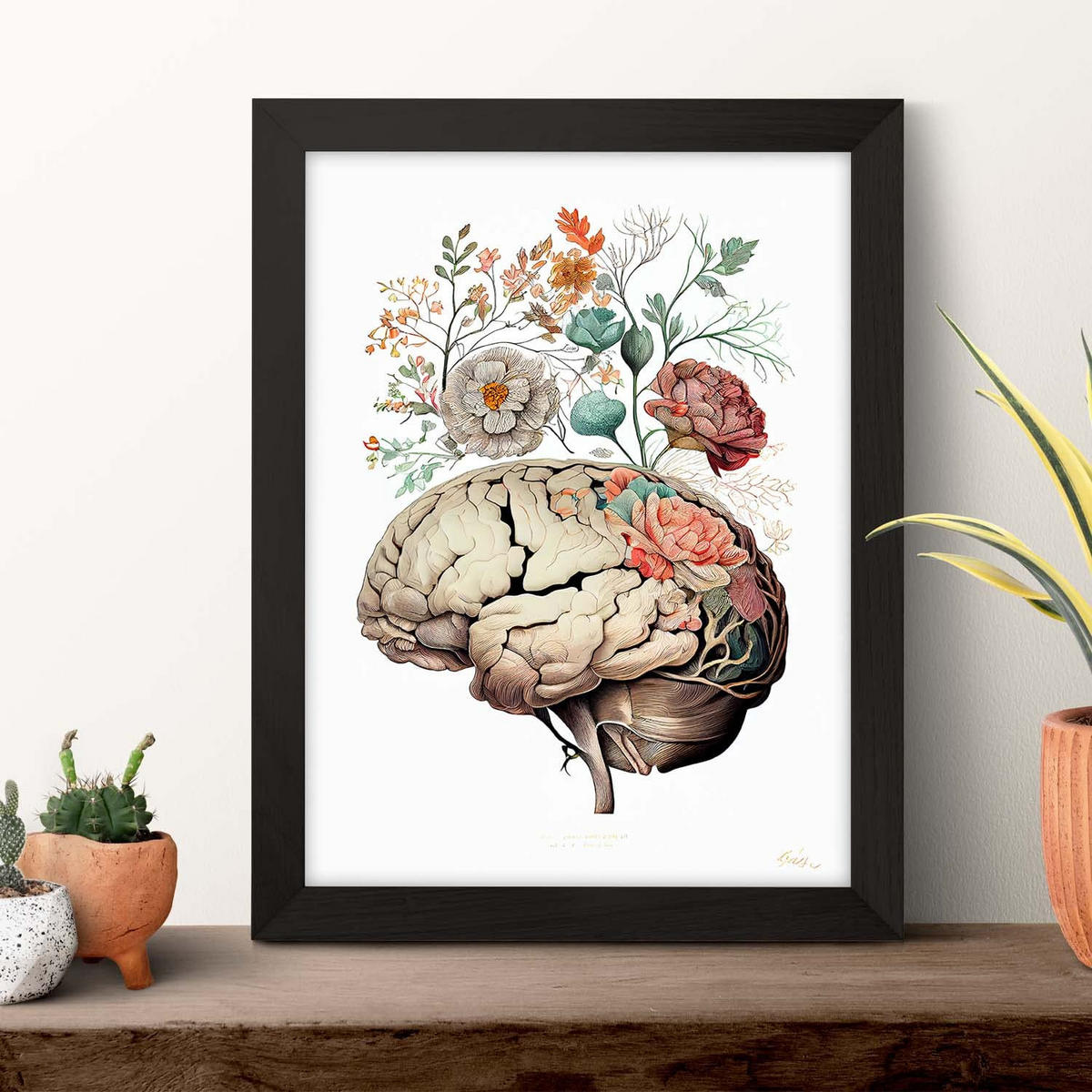 POSTER Anatomie Gehirn A4 Schwarzer Rahmen - Schwarz, Papier (29.7/5/21cm) - Nacnic