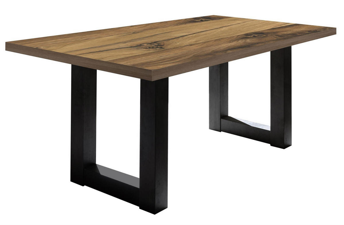 ESSZIMMERTISCH Eila 8 140 x 90 x 75 Esstisch Schwarzstahl/Plankeneiche - Alteiche, Holz (140/90/75cm) - 58aufmkessel