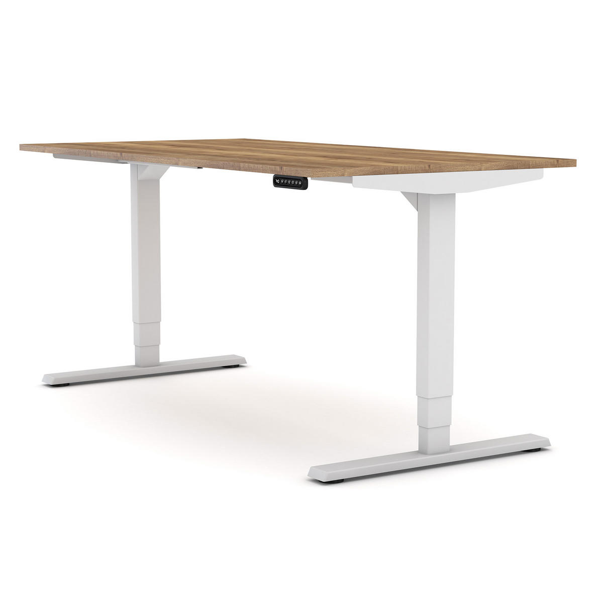 SCHREIBTISCH Elektrisch höhenverstellbarer Schreibtisch Y-Line Eiche Tabak Signalweiß 140/80/62-127cm - Eiche Wotan/Weiß, Holzwerkstoff/Metall (80/140/127cm) - ASSMANN