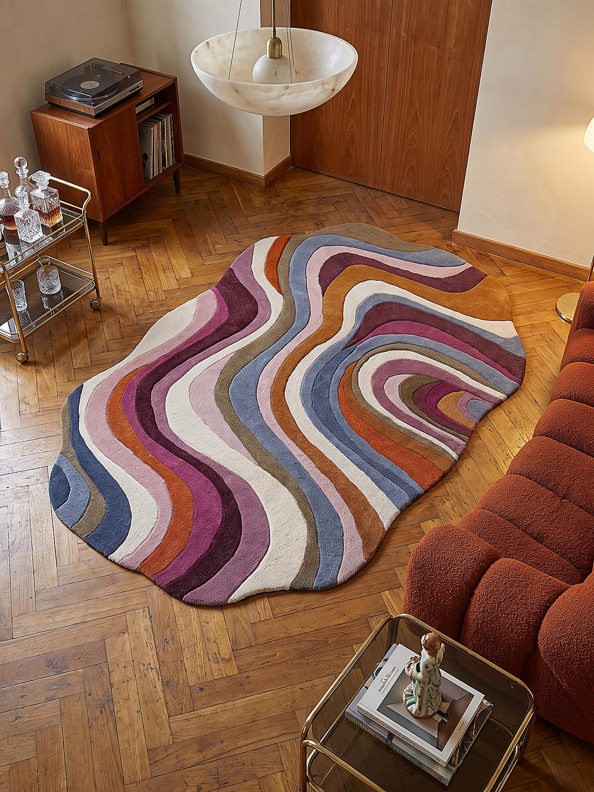 TEPPICH aus Wolle, handgetuftet, EFFRA, in Multi, Wellen-Swirl, 140 x 200 cm - Multicolor, Textil (140/200cm) - KADIMA DESIGN