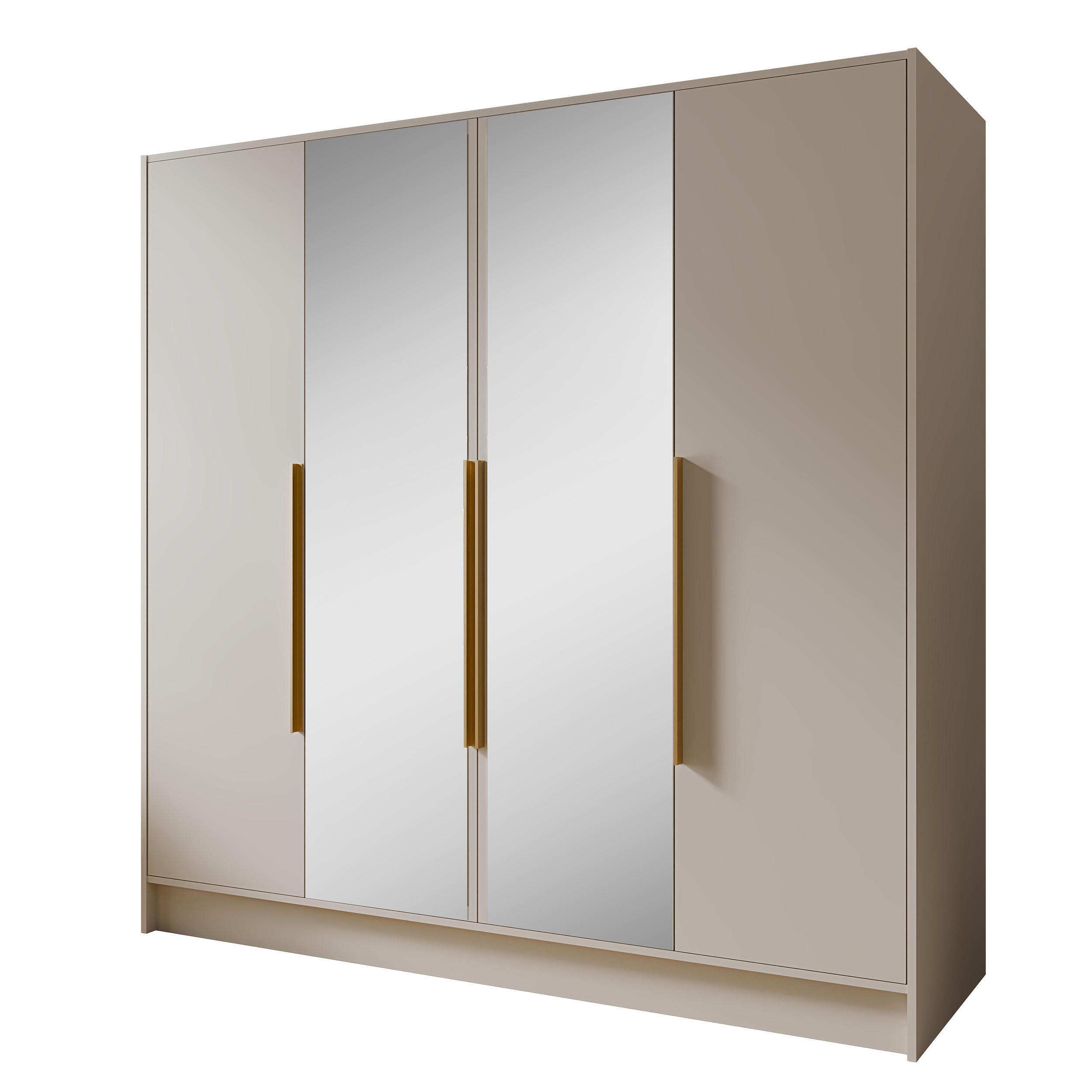 DREHTÜRENSCHRANK Laro mit Spiegel, Kaschmir mit goldenen Griffen, 200 cm - Kaschmir, Holzwerkstoff (200/200/51cm) - Beautysofa