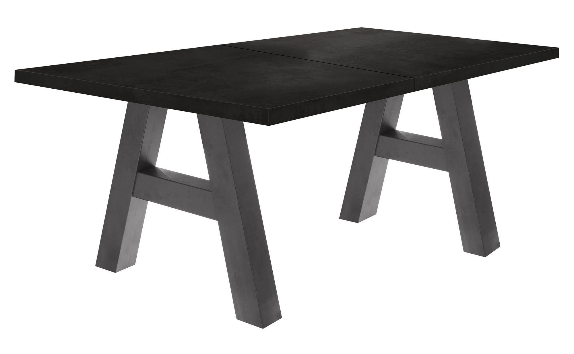 ESSTISCH ausziehbar Elia 3 140 x 90 x 75 Esszimmertisch Graphit/Schwarzstahl - Schwarz, Holz (140/90/75cm) - 58aufmkessel