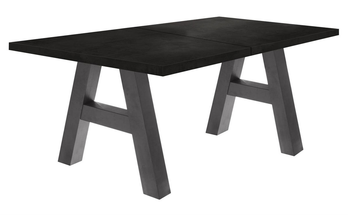 ESSTISCH ausziehbar Elia 3 140 x 90 x 75 Esszimmertisch Graphit/Schwarzstahl - Schwarz, Holz (140/90/75cm) - 58aufmkessel