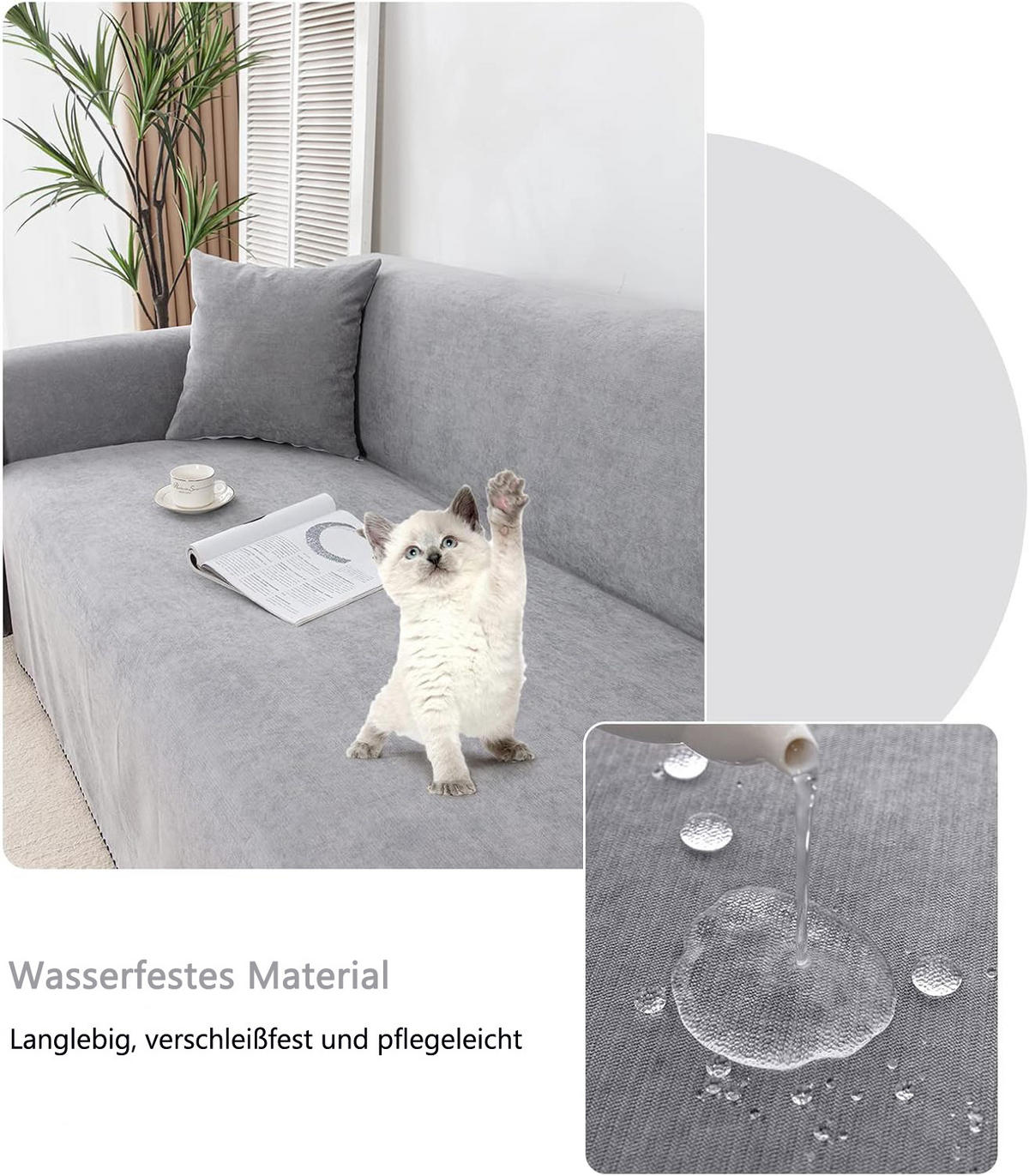 SOFADECKE Kratzschutz Grau 1 Stück - Grau, Textil (180/340cm)