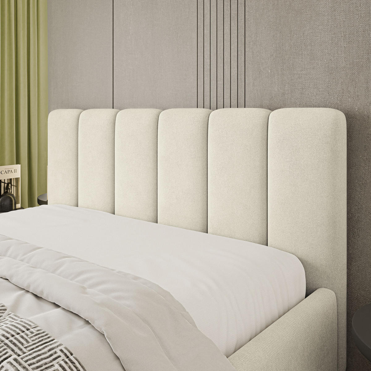 POLSTERBETT ATTORA SR 180x200 cm mit Bettkästen - Creme - Creme, Holz (180/200cm) - MASSENO