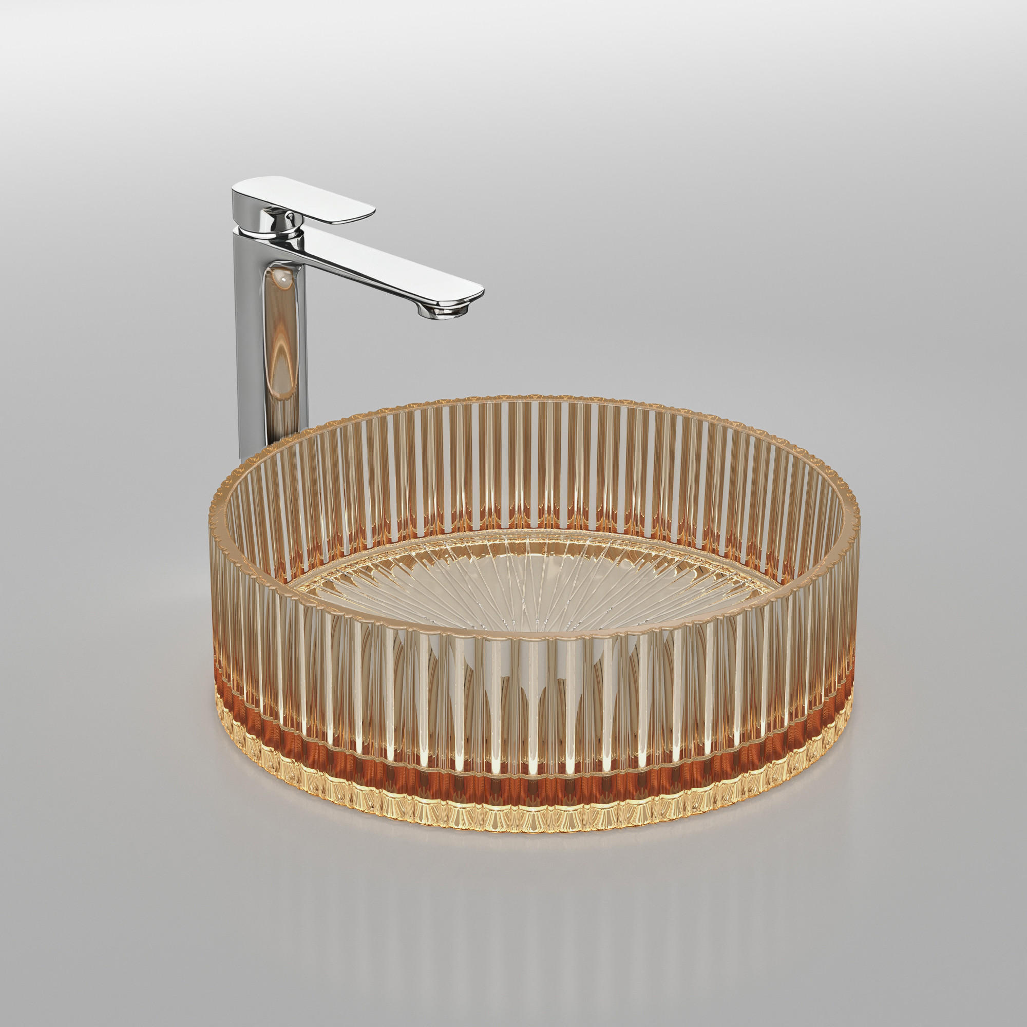 WASCHBECKEN Klarglasspüle Roségold Ø40 / 12 cm - Roségold, Glas (40/12/40cm) - EMKE