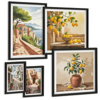 BILDER SET 5er Set - 50x50 cm & 20x30 cm & 40x60 cm Schwarzer Rahmen - Hütten am Bergsee Łódź - Schwarz, Kunststoff (40/60cm) - TULUP