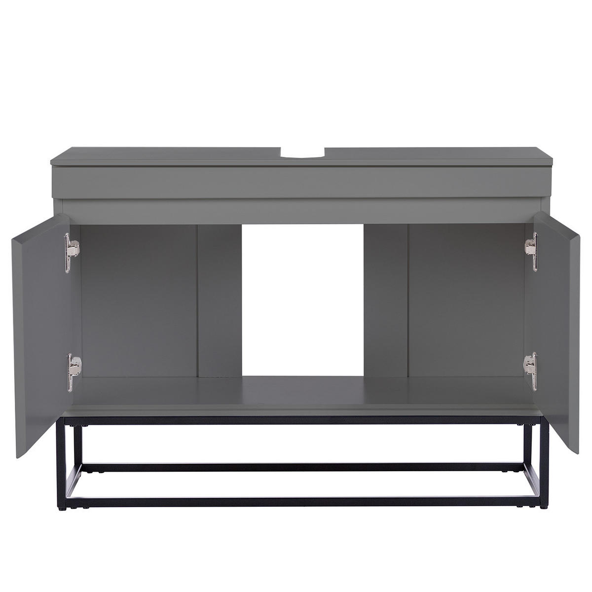 WASCHBECKENUNTERSCHRANK - Dunkelgrau/Schwarz, Holzwerkstoff/Metall (80/57/30cm) - home24