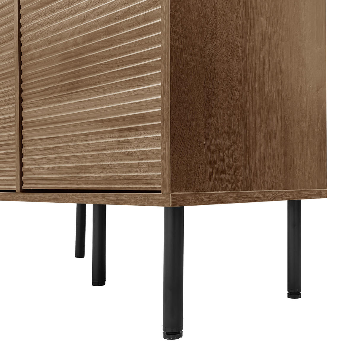 VITRINENSCHRANK aus MDF mit Glasfront und 4 Schubladen Nussbaumfarben - Walnussfarben, Holzwerkstoff (75.5/164.5/35cm) - Modenvie